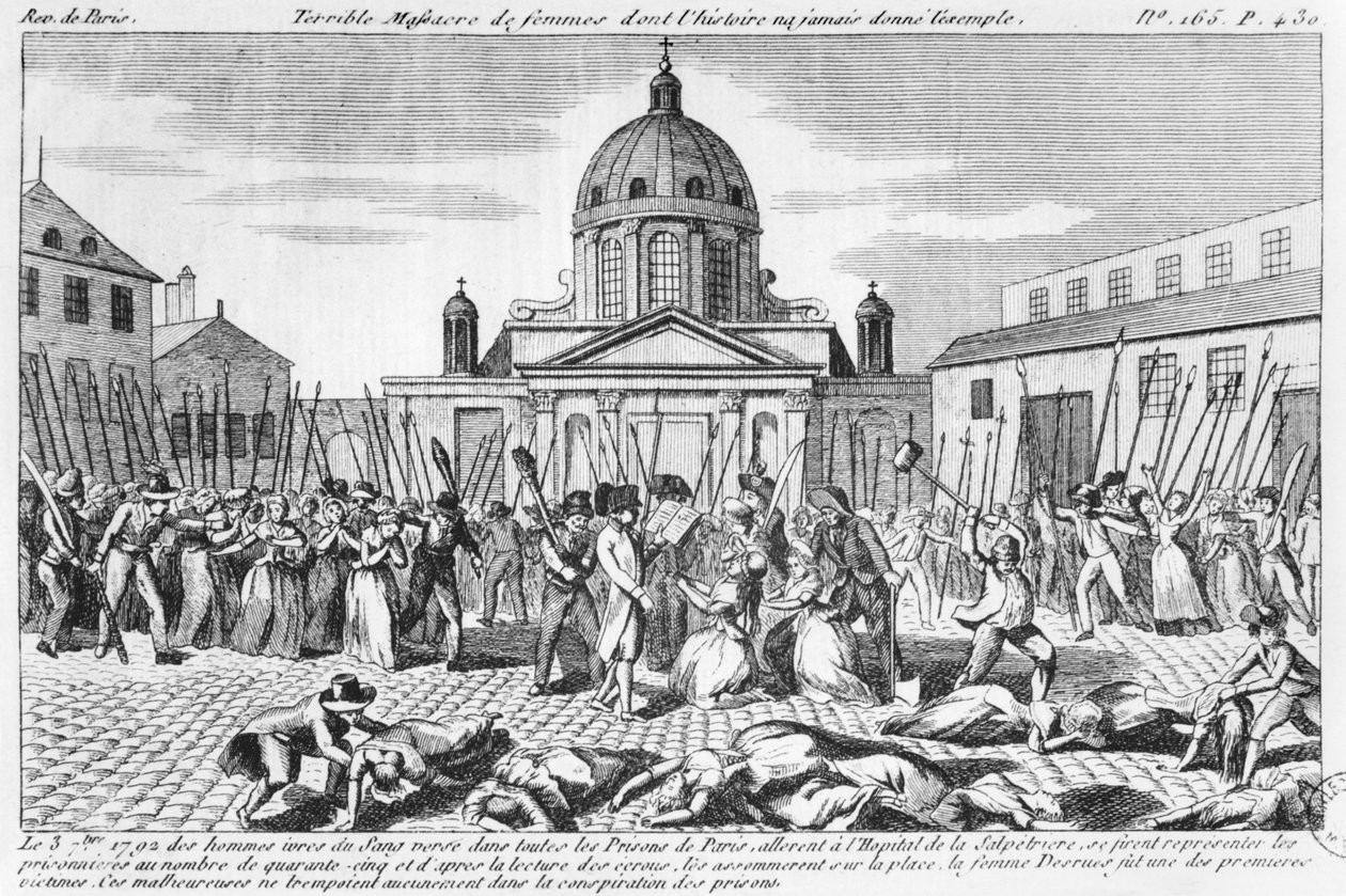 Kvinnomassakern på Hopital La Salpetriere, 3 september 1792 av French School
