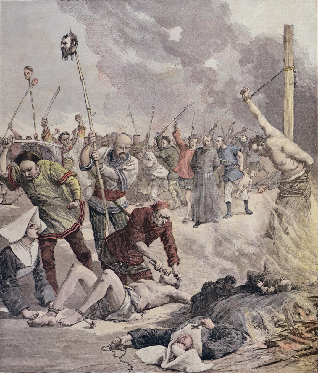 Massacres in China, från Le Petit Journal, 1891 av French School