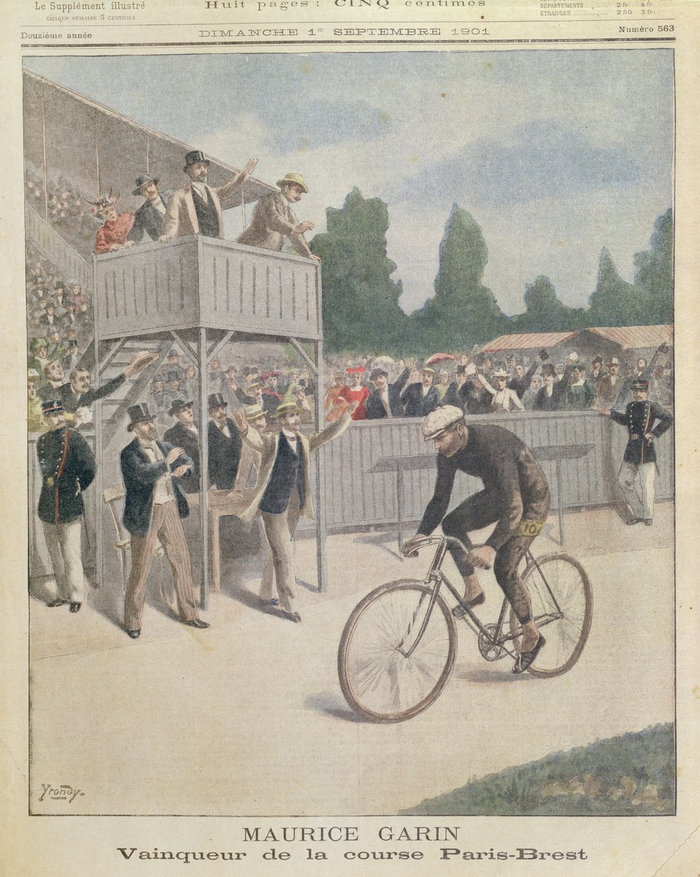 Maurice Garin (1871-1957) mästare i Paris-Brest-loppet, från Le Petit Journal, 1 september 1901 av French School