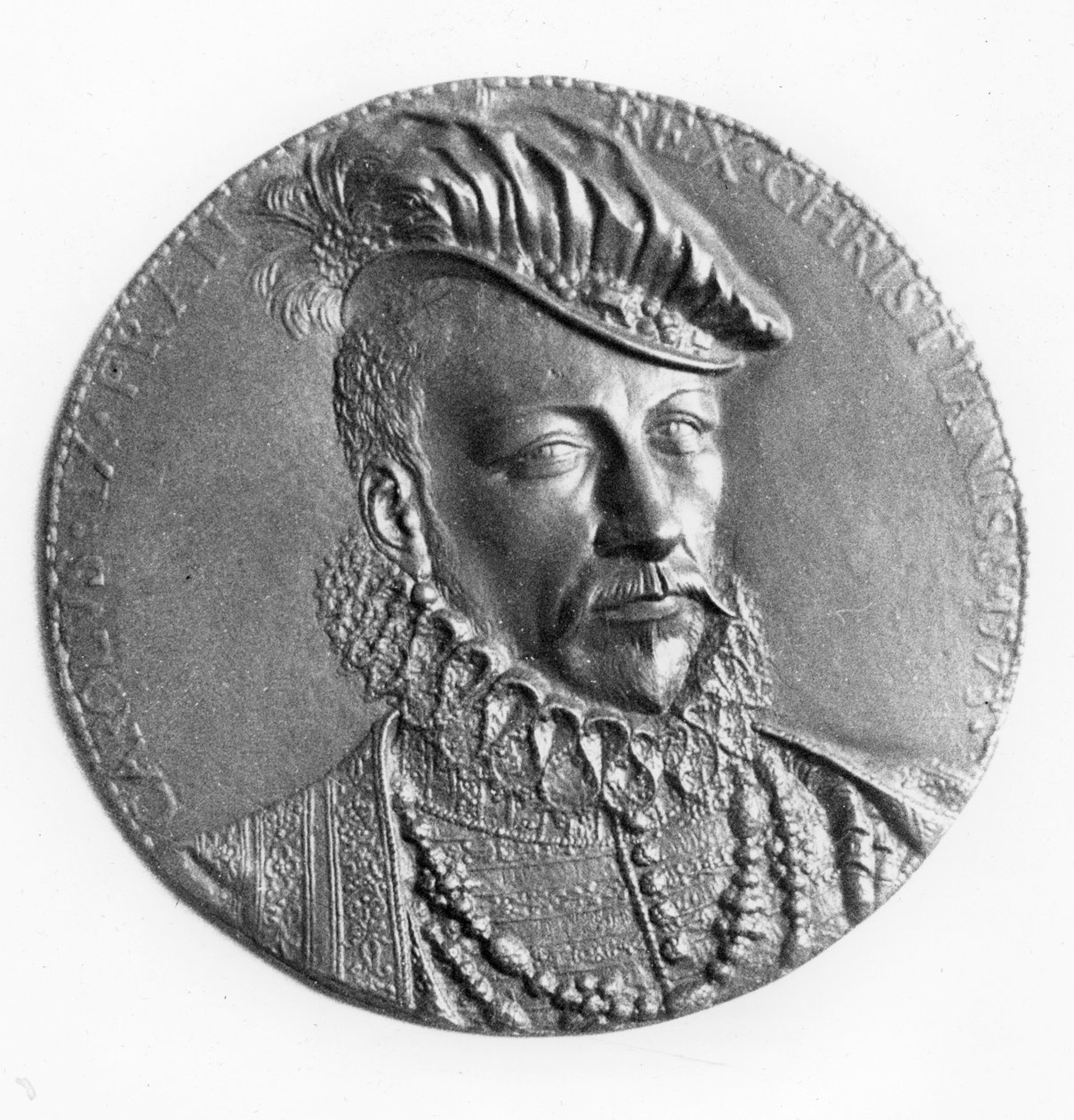 Medaljong av Karl IX, kung av Frankrike (brons) av French School