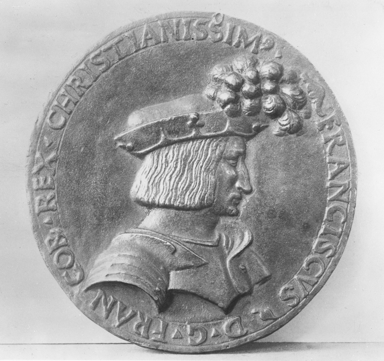 Medaljong av Frans I av Frankrike (brons) av French School