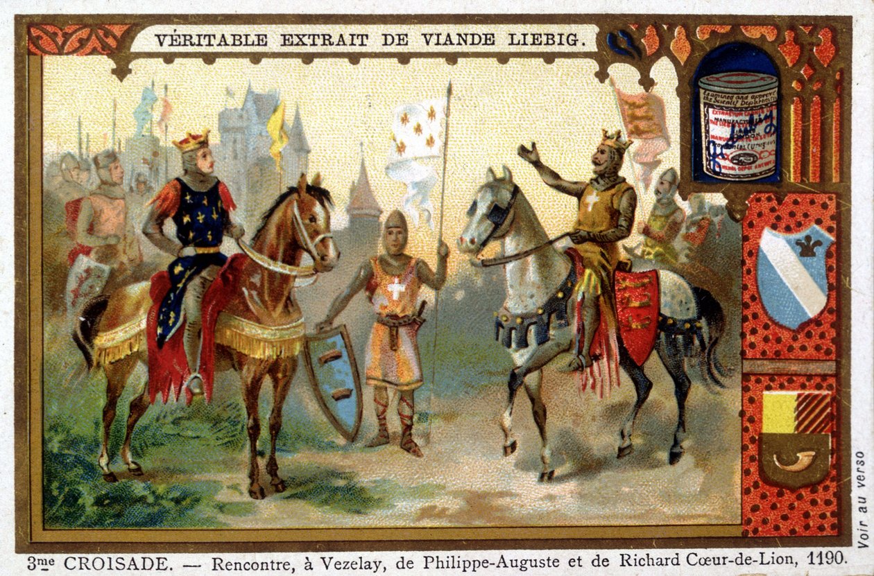 Möte i Vezelay av Philippe Auguste och Richard Coeur de Lion av French School