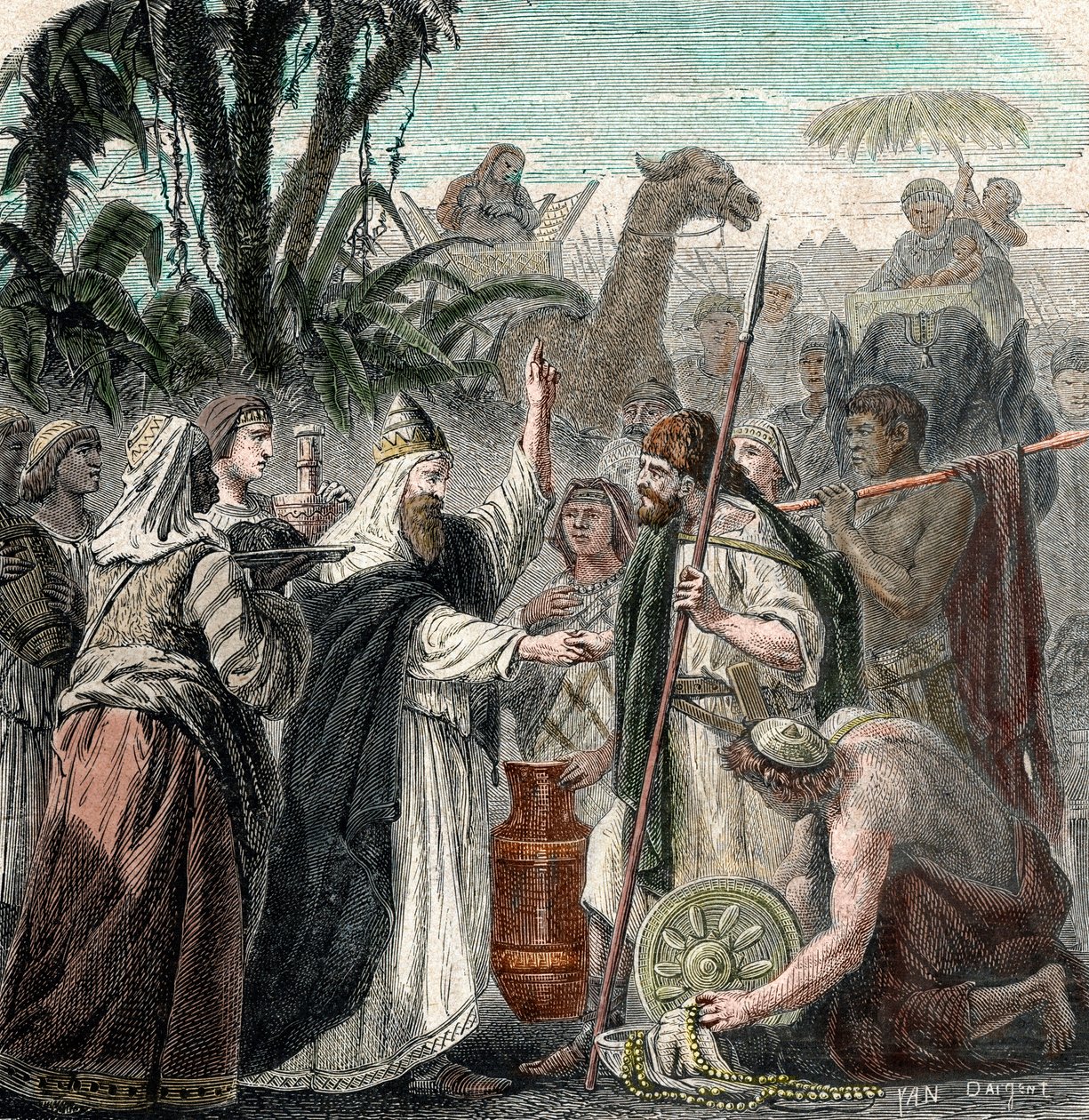 Möte mellan Abraham och Melkisedek (gravyr) av French School