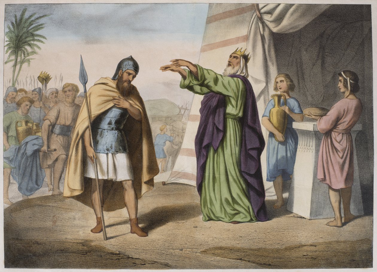 Melkisedek välsignelse Abraham, illustration från en katekes LHistoire Sainte, publicerad av Charles Delagrave, Paris av French School