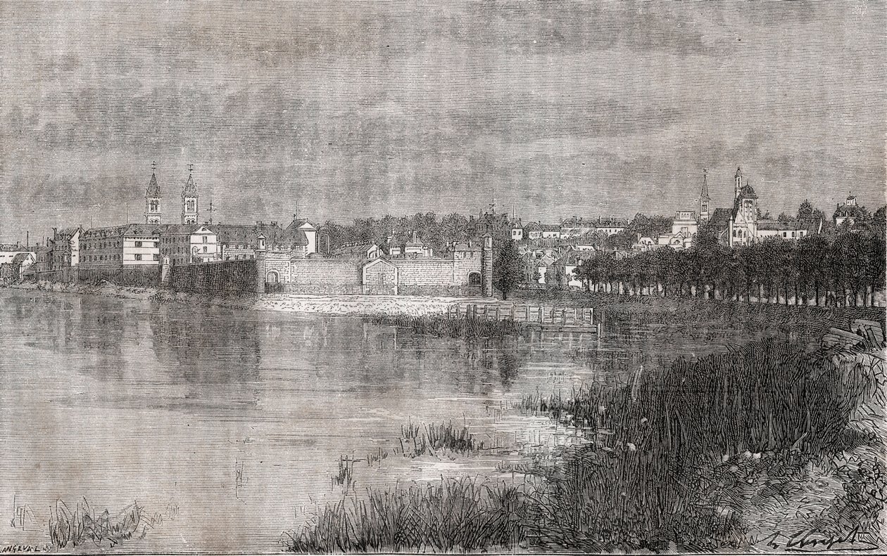 Melun - Ile-de-France - gravyr i "La France illustrée: geografi, historia, statistisk administration" av V.A. Malt-Brown. 1884 av French School
