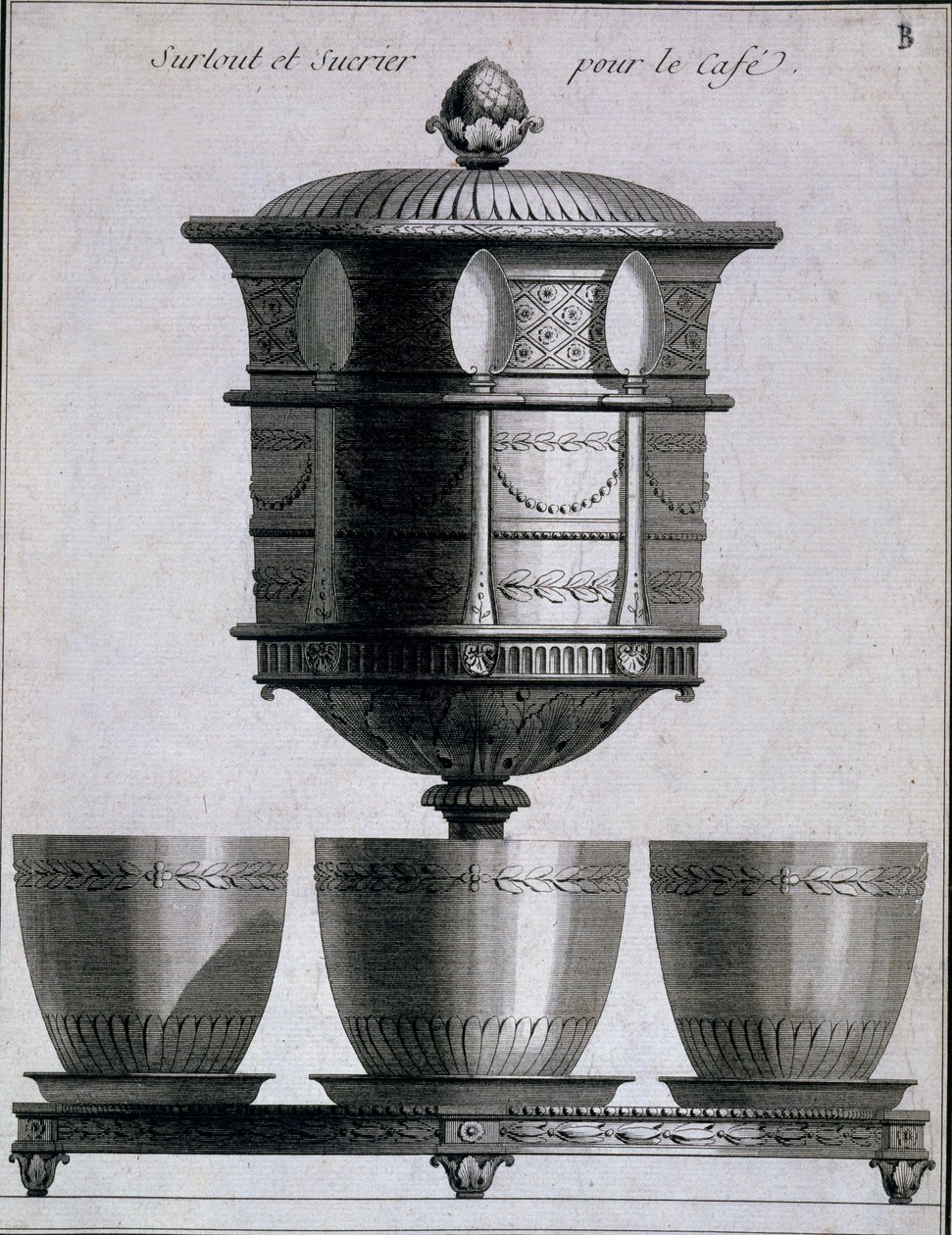 Metallarbete: kaffeservis med skedar och sockerhållare, 1780-96 av French School