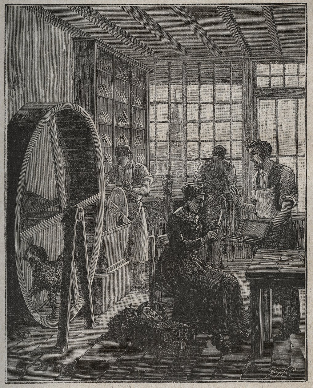 Metier och hantverkare: en bestickaffär i provinsen på 1800-talet. Gravyr från 1885 i "" Les arts et metiers illustres"" av Adolphe BITARD. av French School