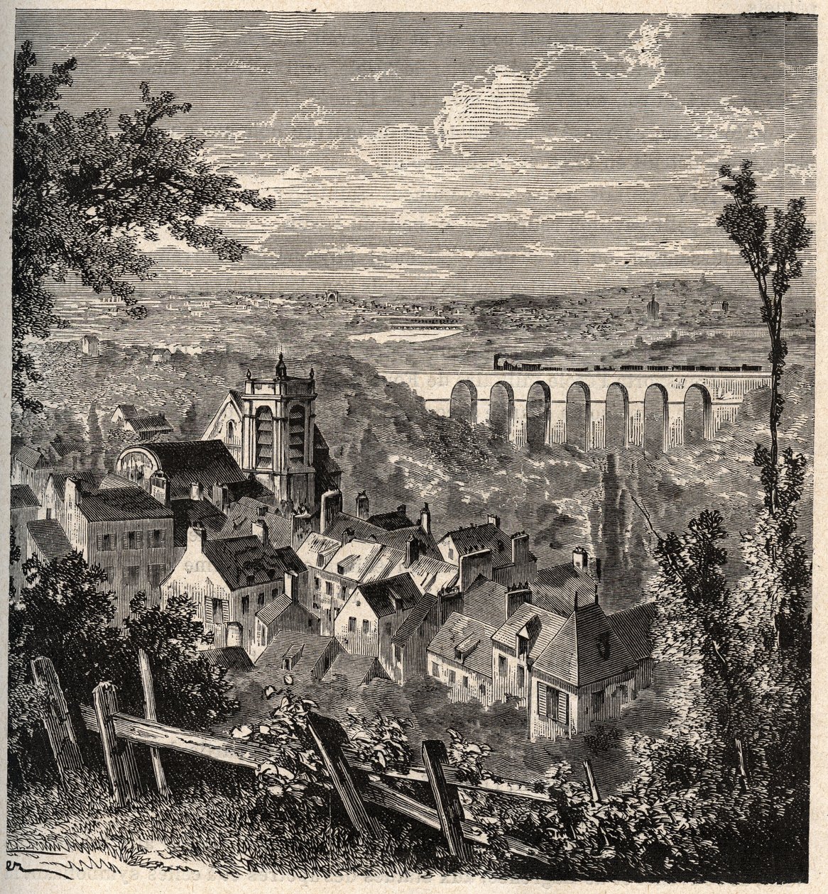 Meudon - departementet Hauts-de-Seine - gravyr i "" PATRIE"" - BESKRIVNING PECTURESSE DE LA FRANCE EN 6 VOLURES AV LUCIEN HUARD - slutet av 1800-talet av French School