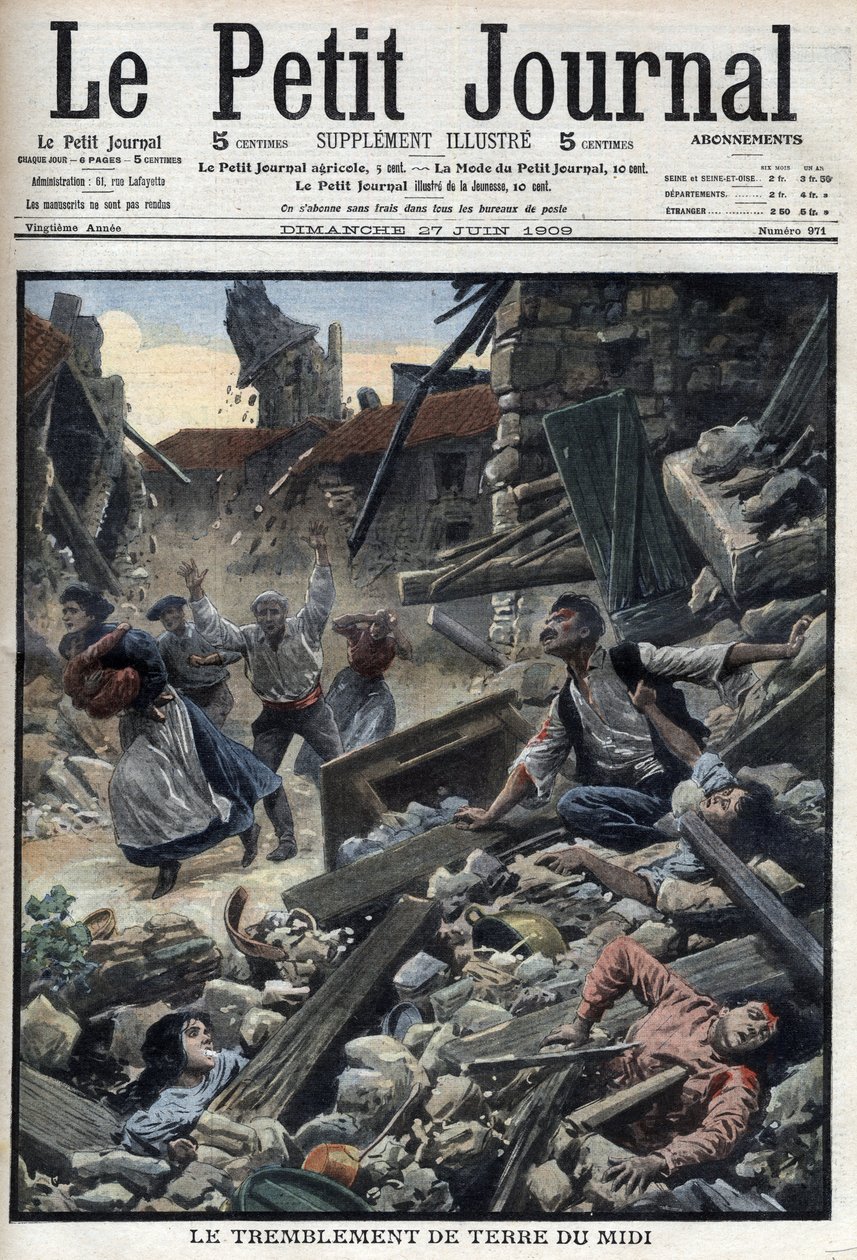 Midi-jordbävningen i sydöstra Frankrike - "Le Petit Journal" den 27 juni av French School