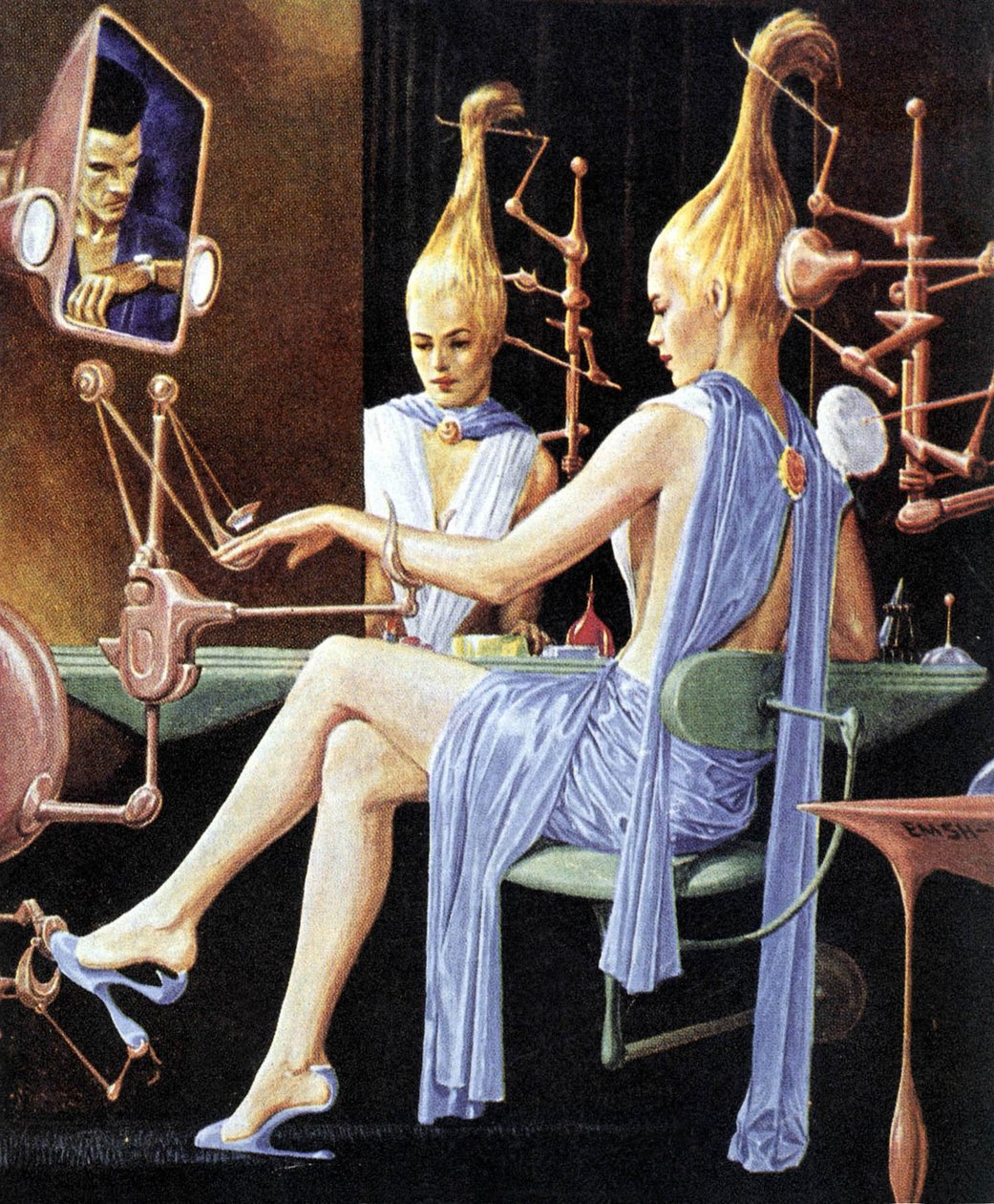 Miladys Boudoir, futuristisk illustration av French School