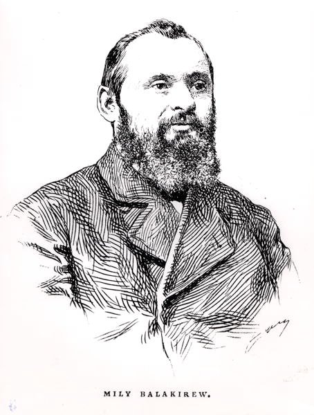 Mily Alekseyevich Balakirev (1837-1910), illustration från "The History of Music in Russia" av Albert Soubies, publicerad i Paris av French School
