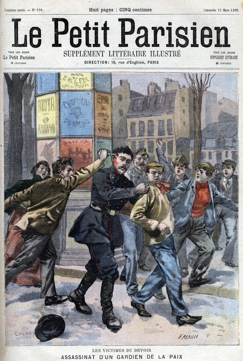 Diverse fakta: Mordet på en fredsbevarare i Paris rue Vergniaud 1900 - i "Le petit Parisien"” av French School