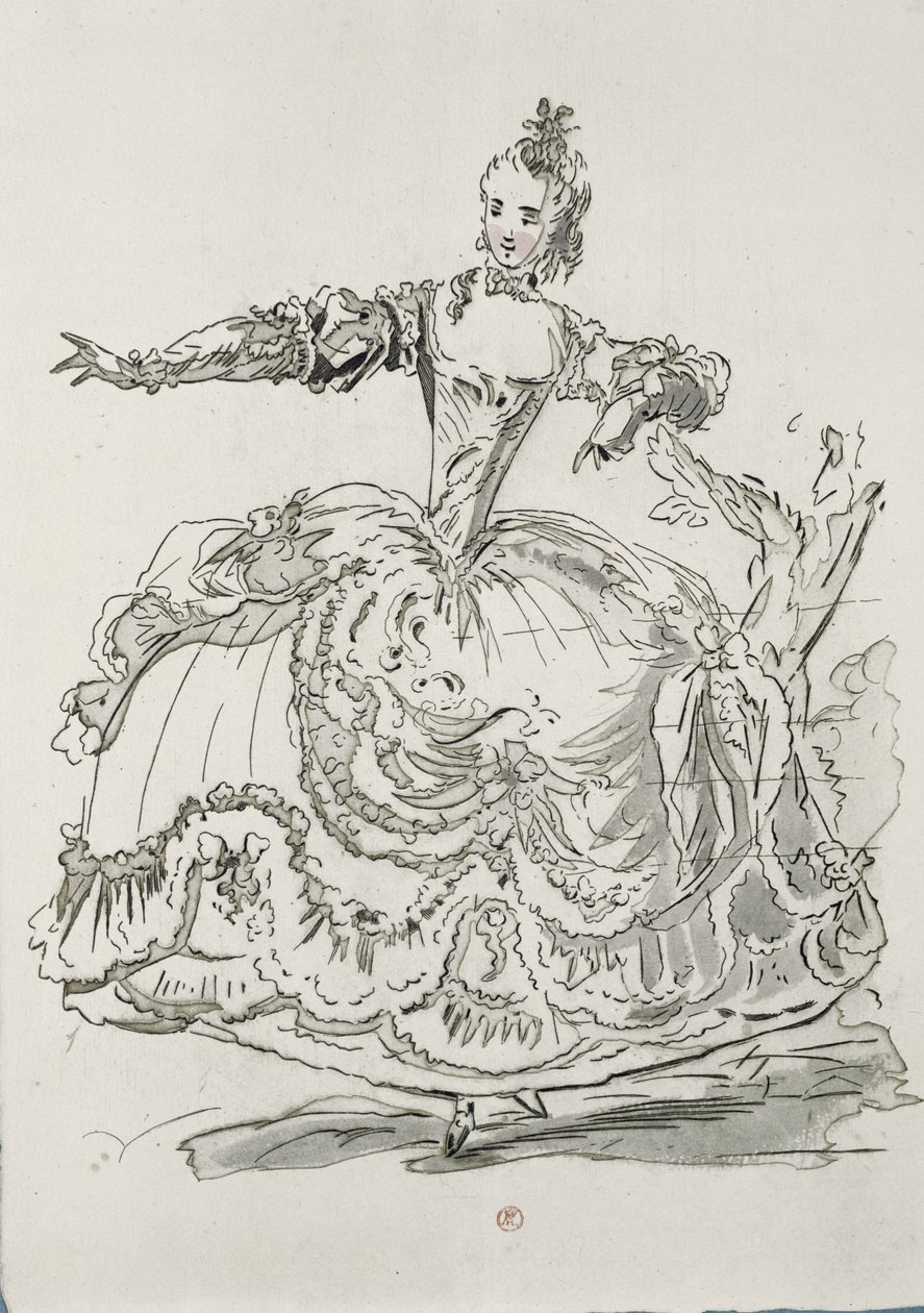 Miss Puvigne som den levande statyn, i Pigmalion, ett libretto av Lamotte, komponerat av Jean-Philippe Rameau (1683-1764) 1748 (färgstick) av French School