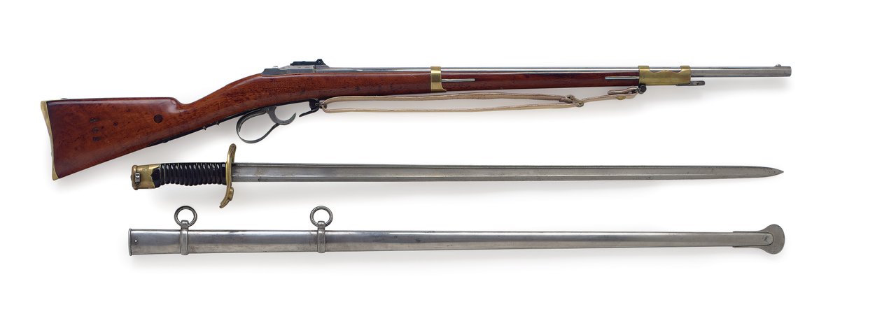 Modell 1854 Pinfire Fusil Lance de Cent-Gardes med knappt svärd-bajonett, ca 1856 av French School