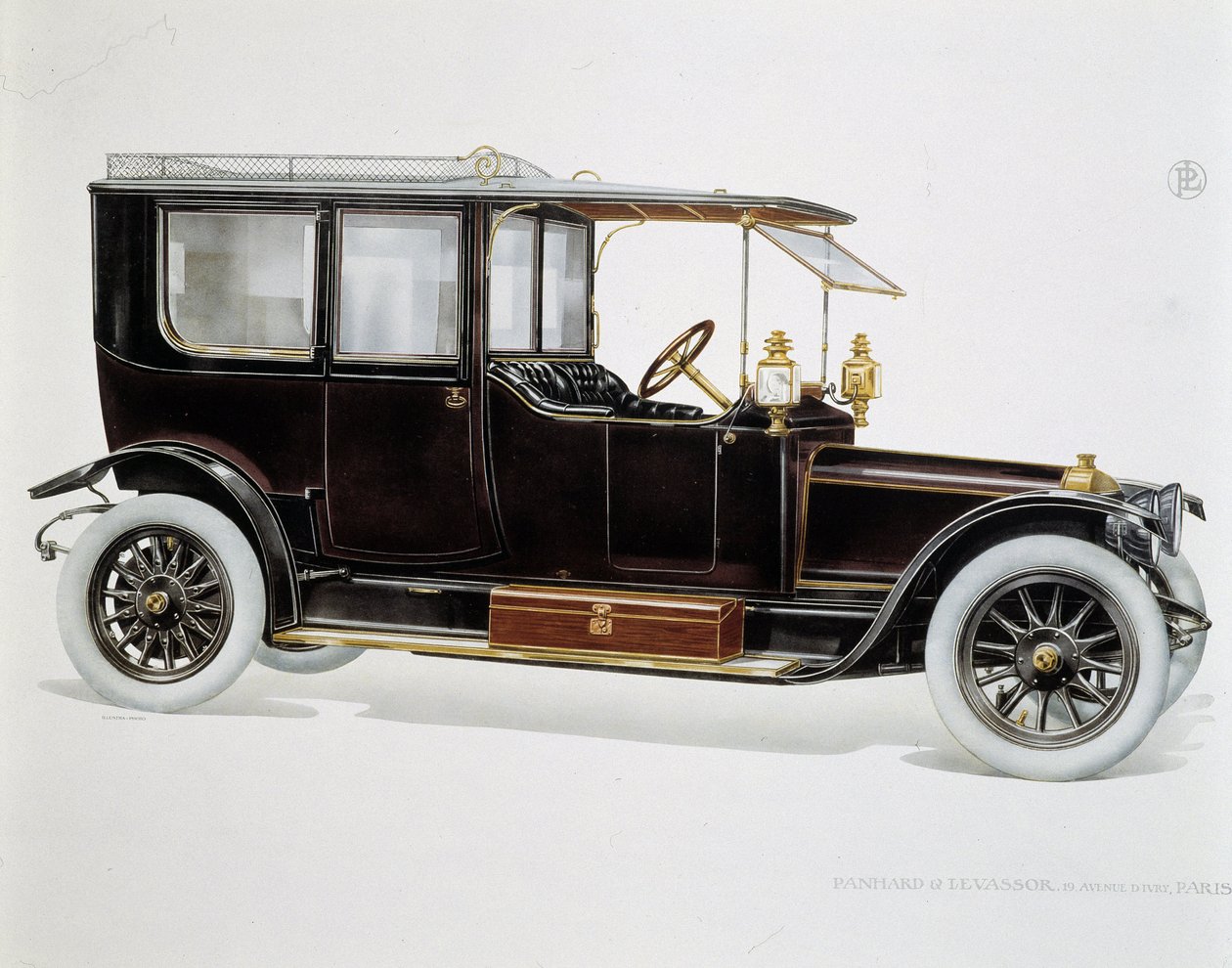 Modell Limousine - i "" The Panhard and Levassor Establishments"" av French School