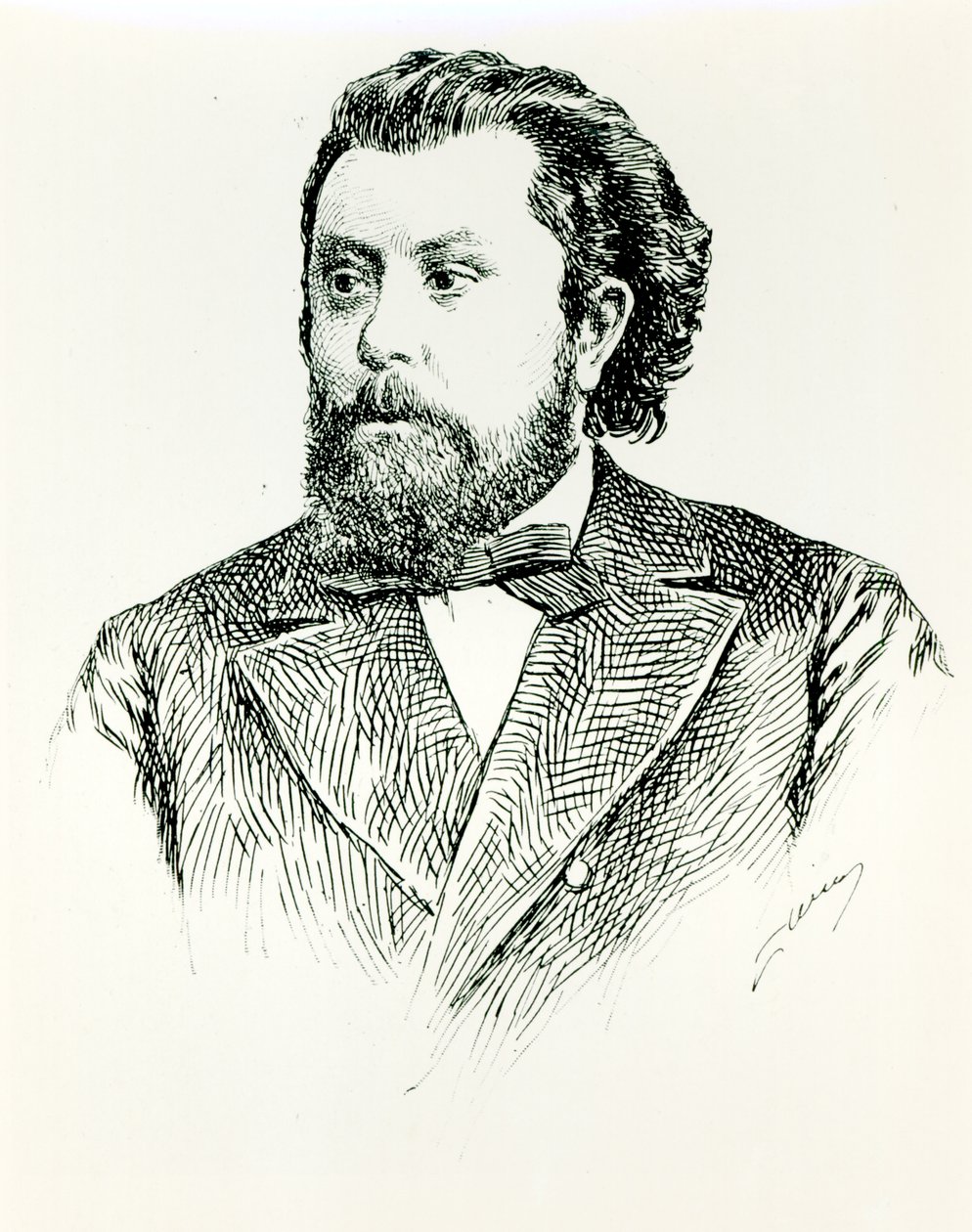 Modest Petrovich Mussorgsky (1835-81), illustration från The History of Music in Russia av Albert Soubies, publicerad i Paris, 1898 av French School