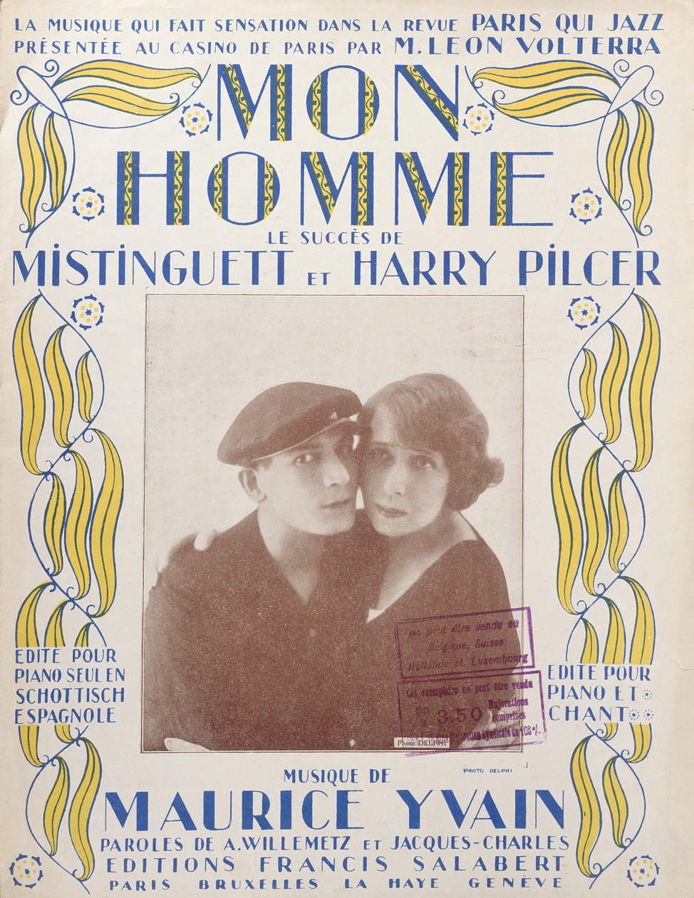 Mon Homme, cover av partitur av sång av Mistinguett och Harry Pilcer, 1920 av French School