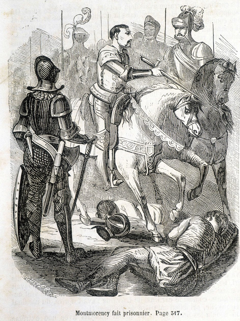 Montmorency tillfångatagen i Pavie (1525) - i "Histoire de France" av L.-P. Anquetil av French School