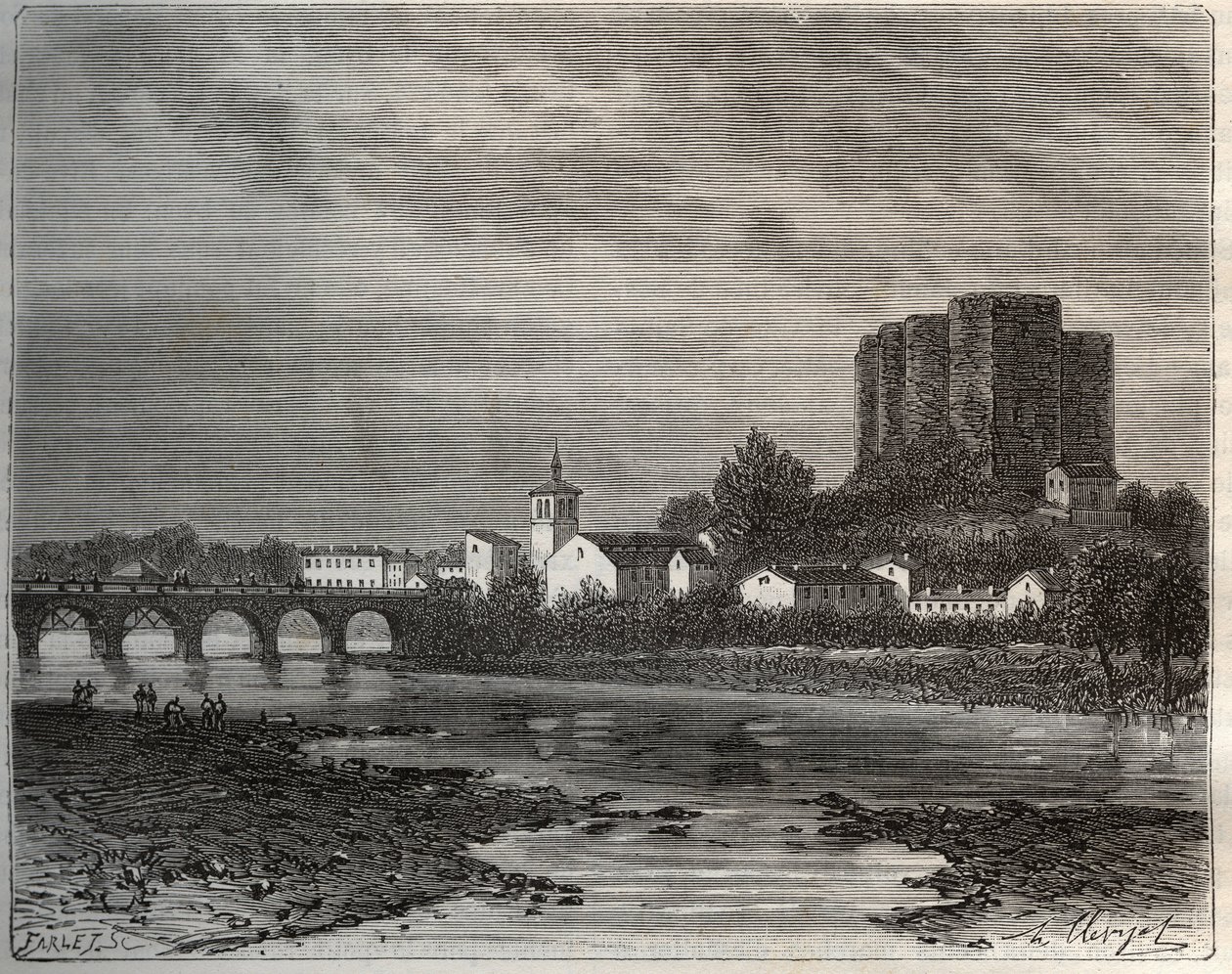Montrond-les-Bains (Montrond les Bains) departement i Loire i regionen Rhône-Alpes - gravyr i "La France illustree: geografi, historia, statistisk administration" av V.-A. Malt-brunt. 1884 av French School