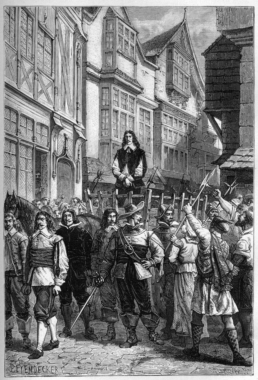 Montrose fördes till fängelse på en vagn - James Graham (1612-1650), Marquess of Montrose skotsk general utställd på High Street of Edinburgh, 1650 - gravyr från "" The History of England, från de tidigaste tiderna "" av Francois Guizot 187 av French School