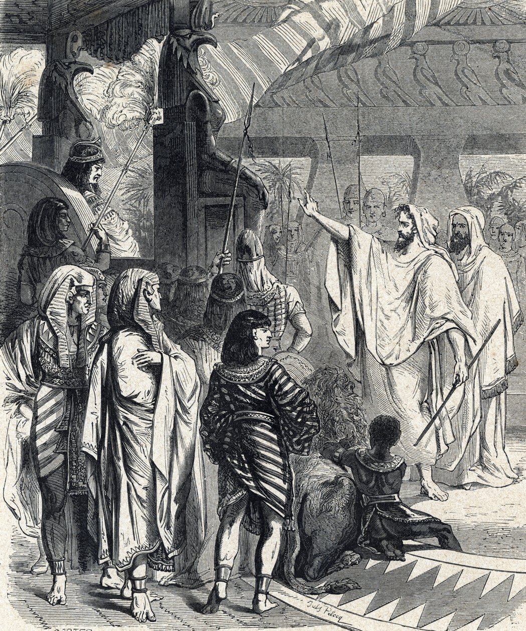 Moses och Aron besöker farao (Moses och Aron besöker farao) Gravyr från 