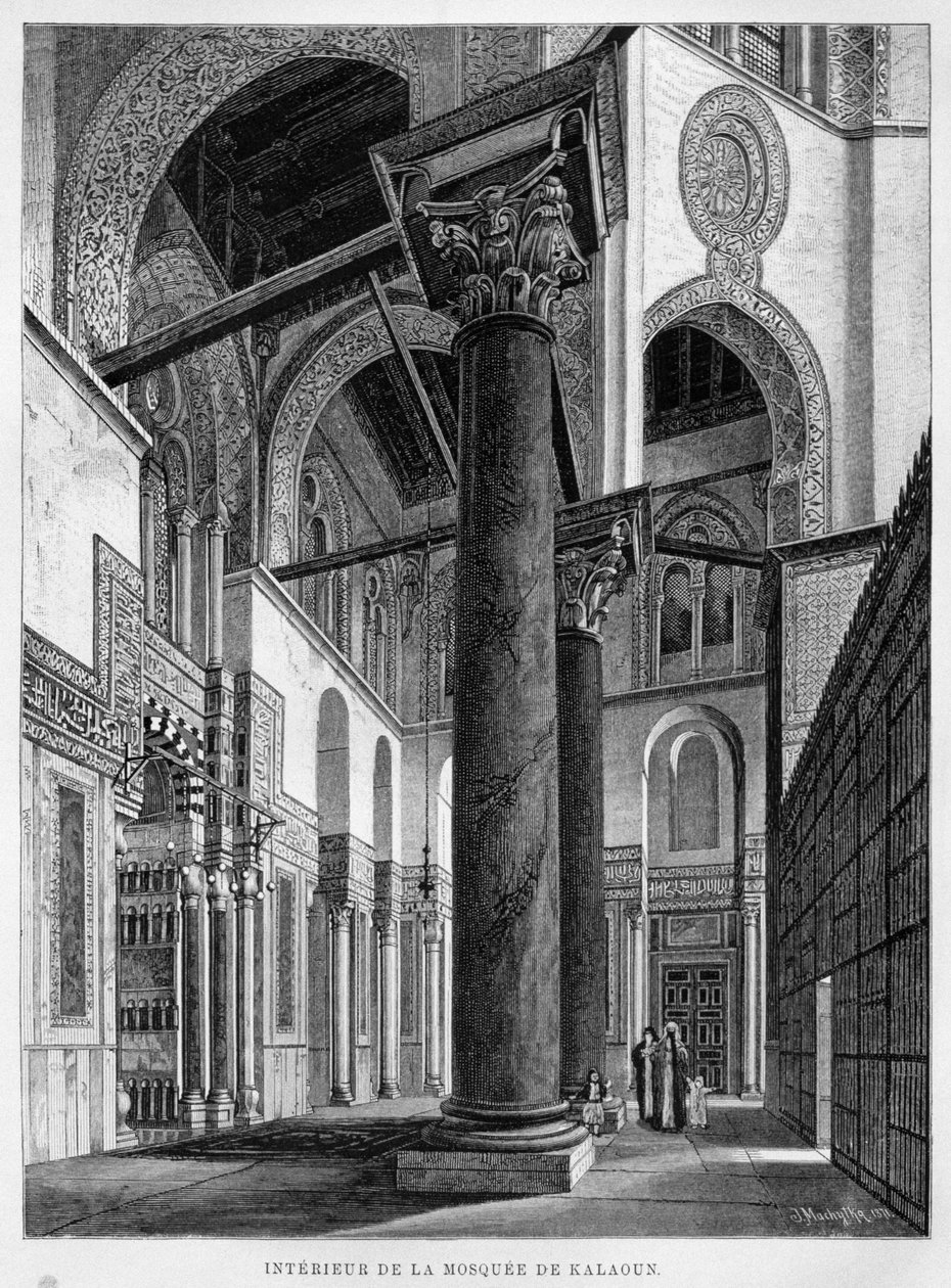 Moskén och Madrasa Qalawun, interiör, illustration från LEgypte av Georg Moritz Ebers (1837-98) 1881 av French School