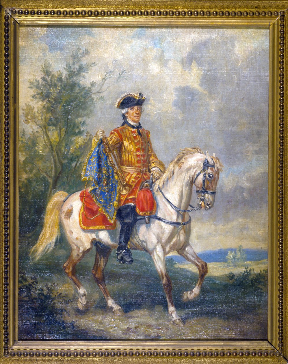 Monterad gendarm - olja på duk, sent 1700-tal av French School