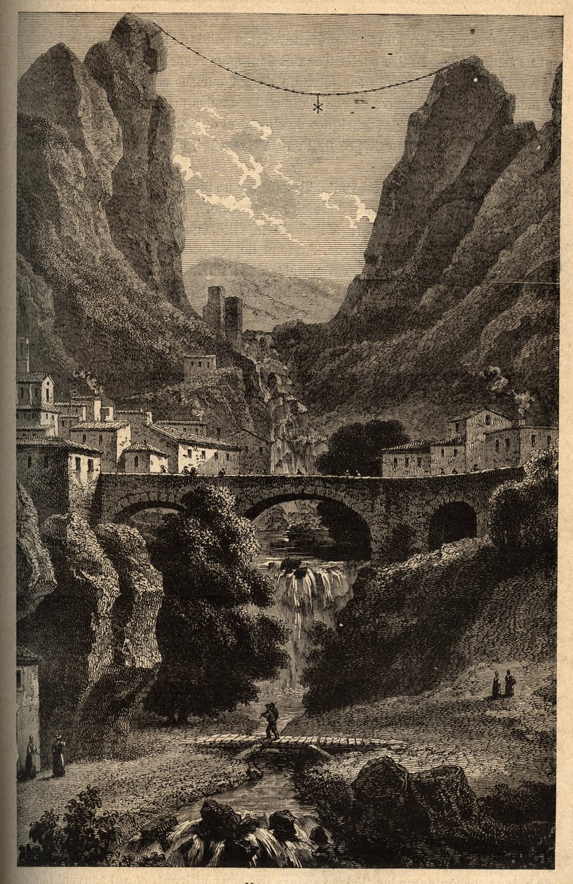 Moustiers-Sainte-Marie (Moustiers Sainte Marie) - Alpes-de-Haute-Provence - gravyr i "" PATRIE" - PIK BESKRIVNING AV FRANKRIKE I 6 BÅNGAR AV LUCIEN HUARD - slutet av 1800-talet av French School