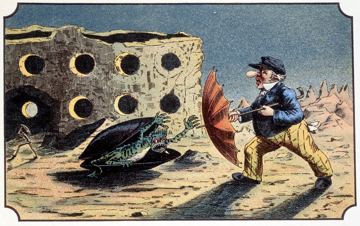 Mr. Baboulifiche attackerad av en monstermögel på månen - i "" Journey in the moon"" av French School