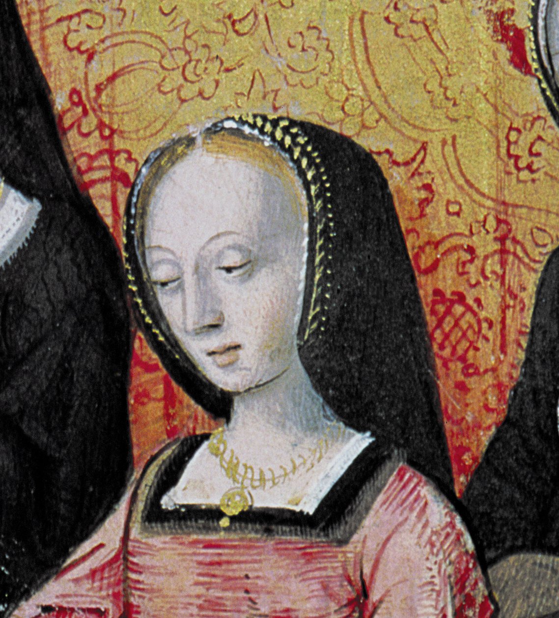 Ms.17 fol.1 Författaren erbjuder sin bok till Anne av Bretagne (1477-1514) från Vie des Femmes Celebres, c.1505 (detalj av 153785) av French School