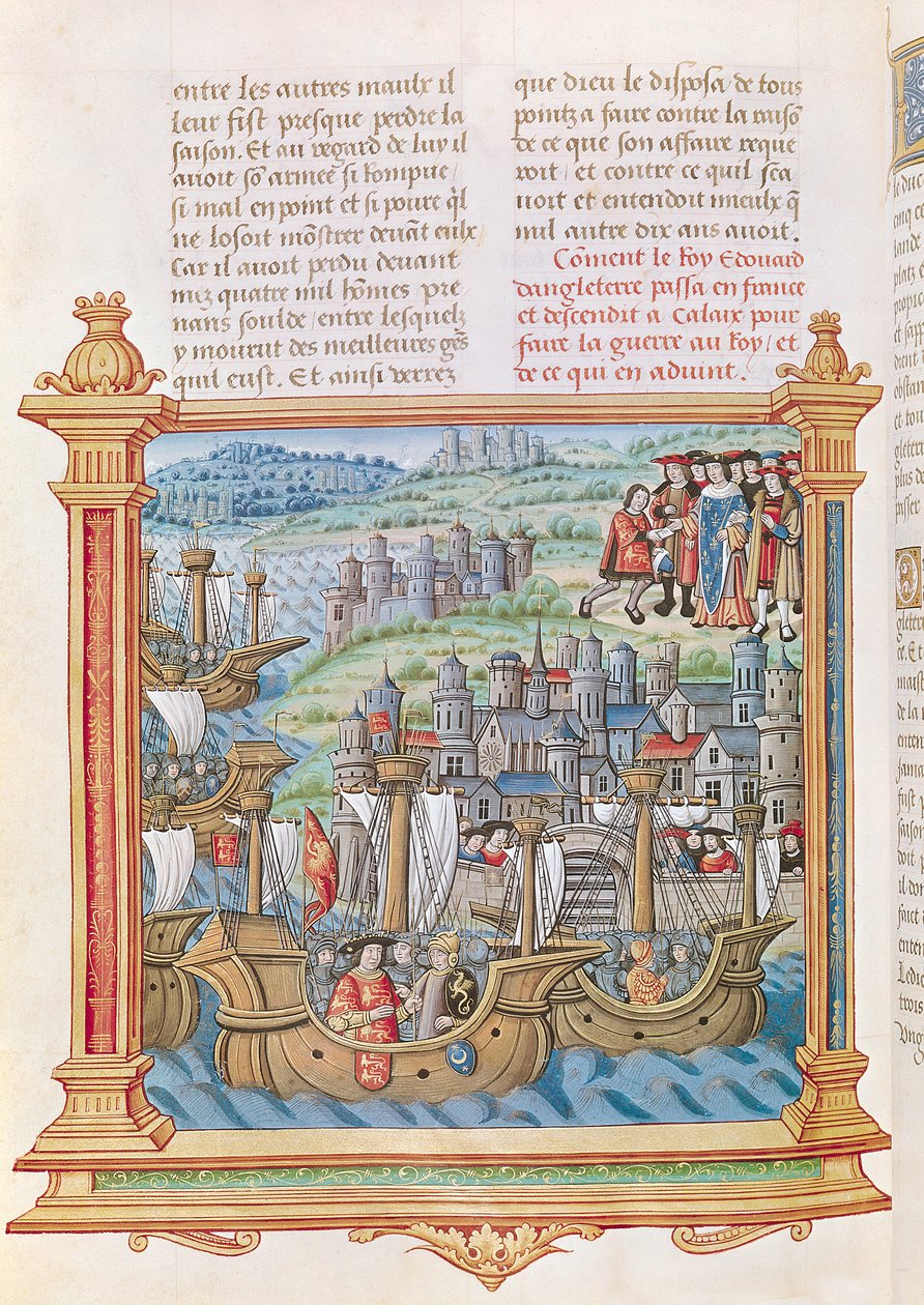 Ms.18 f.109v Edward IV av England landar i Calais, från Memoires de Philippe de Commines av French School