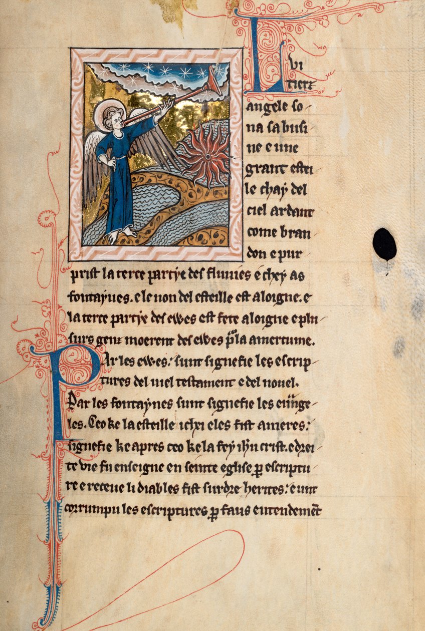 Ms65 f29r, Commentary on the Apocalypse of St John, sent 1200-tal (penna & bläck och tempera på veläng) av French School