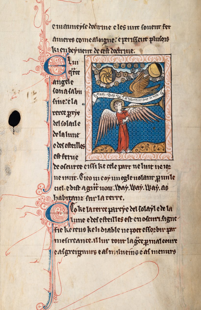 Ms65 f29v, Commentary on the Apocalypse of St John, sent 1200-tal (penna & bläck och tempera på veläng) av French School