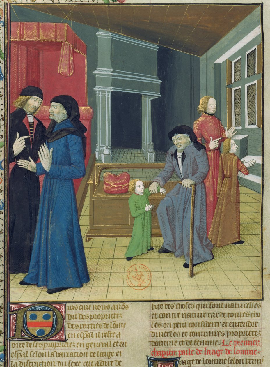 Ms.Fr.9140 fol.102v. Människans sex åldrar från The Book of the Properties of Things av Barthelemy langlais av French School