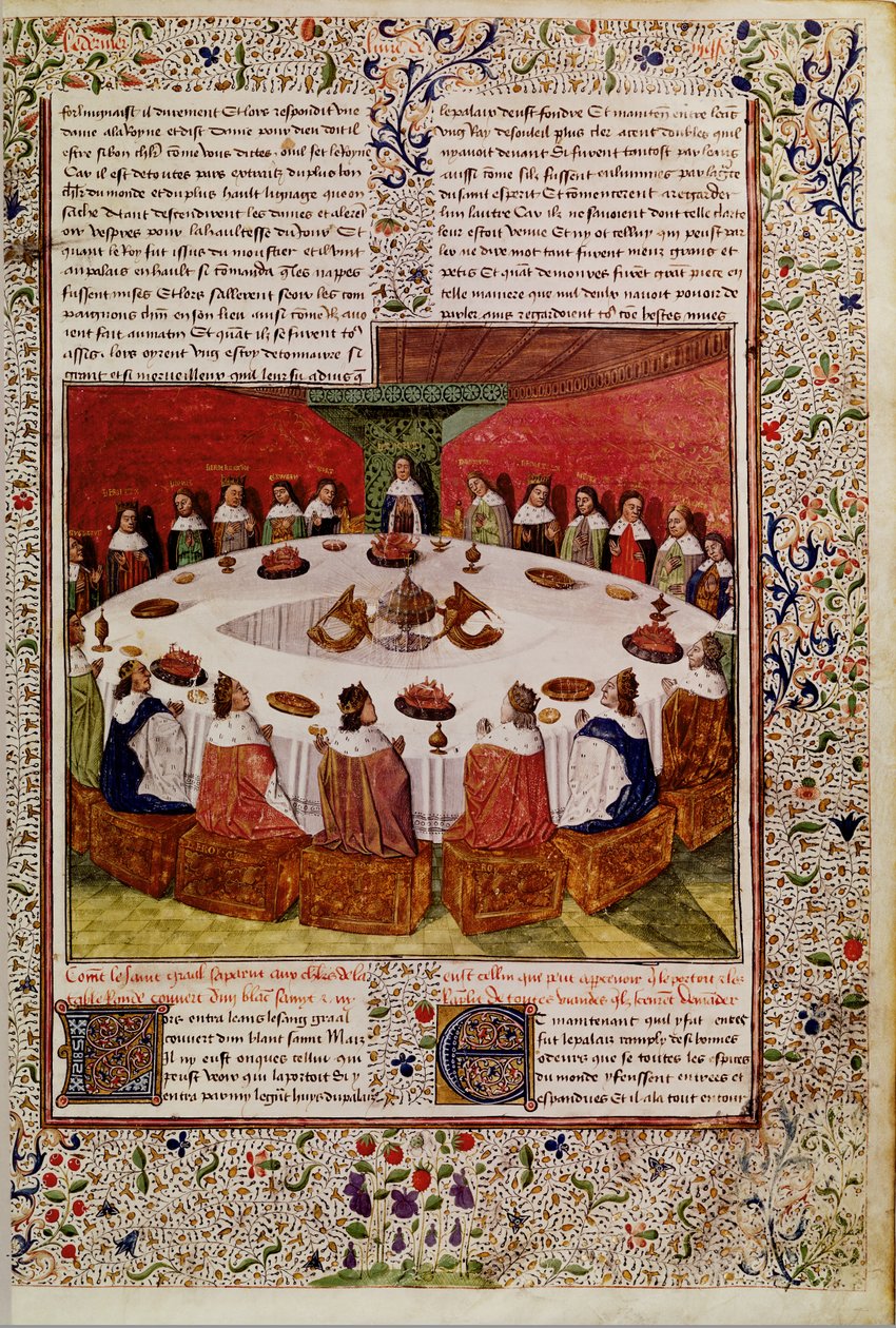 Fröken Fr. 112 f.5 Uppenbarelse av den heliga graal, från Queste del Saint Graal, c.1470 av French School