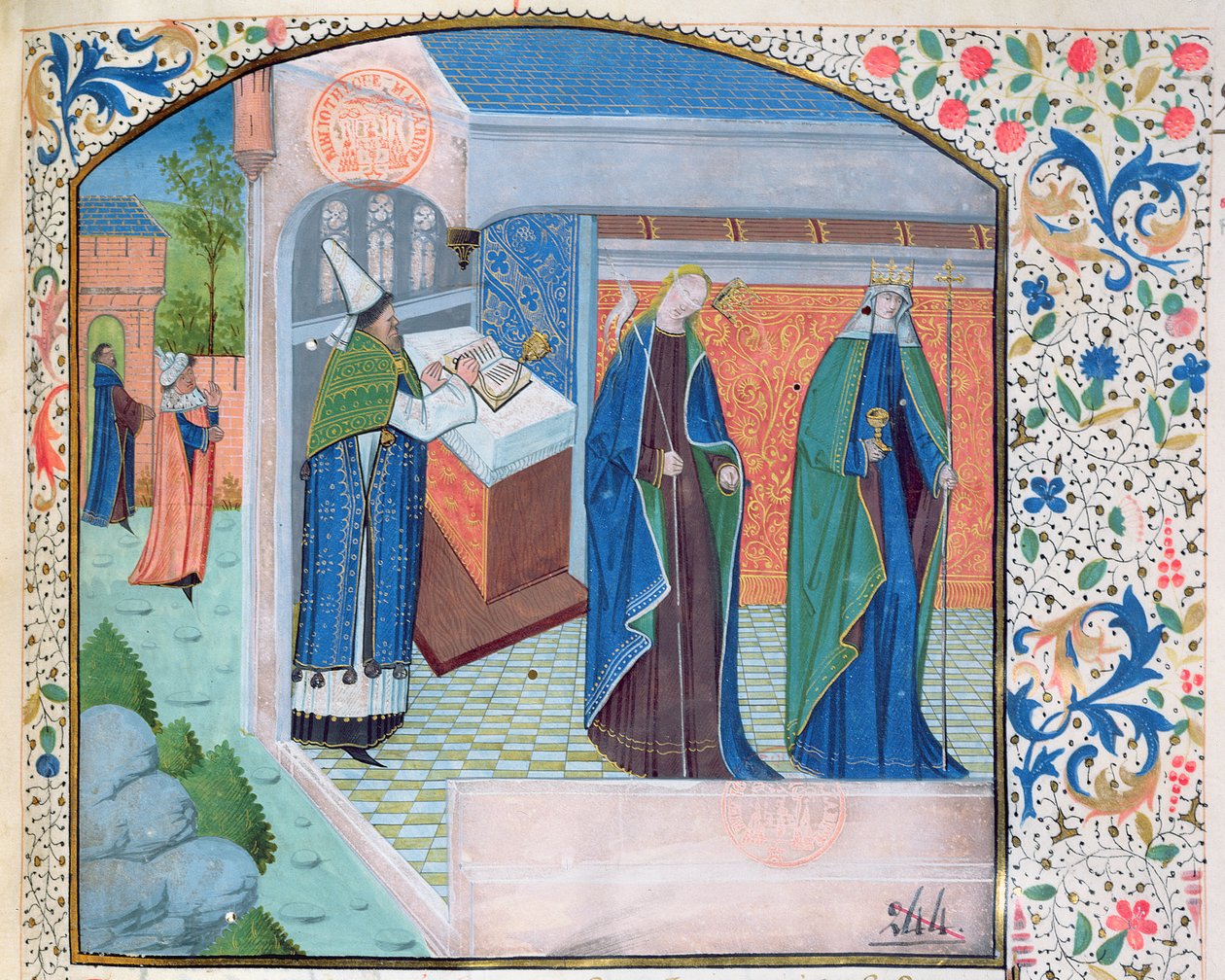 Ms 0338 f.1 Kyrkan och synagogan, c.1465-70 av French School
