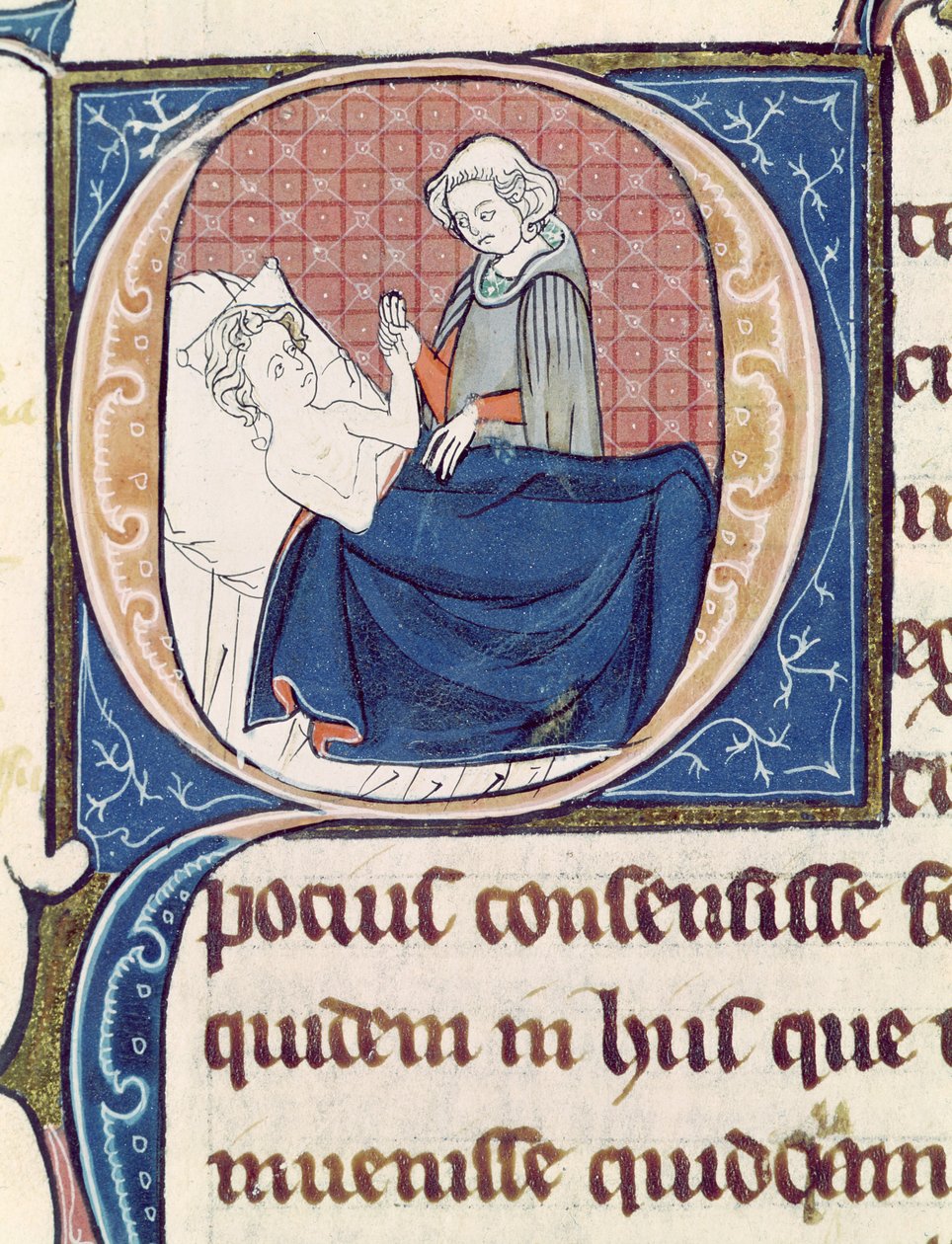 Ms 1003 f.185v Examining a Patient, från Oeuvres de Galien av Claudius Galenus (c.130-c.201) av French School