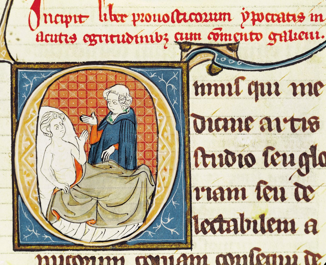 Ms 1003 fol.79 A Doctoring Diagnosing a Patient, från Oeuvres de Galien av Claudius Galenus (c.130-c.201) av French School