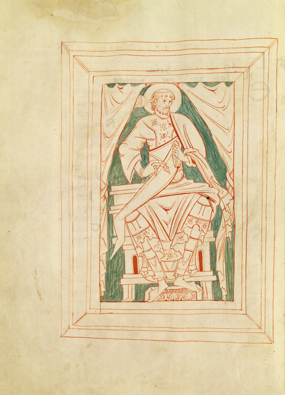 Ms 103 Frontispice föreställande St. Gregory the Great (540-604) från en bok med predikningar av French School