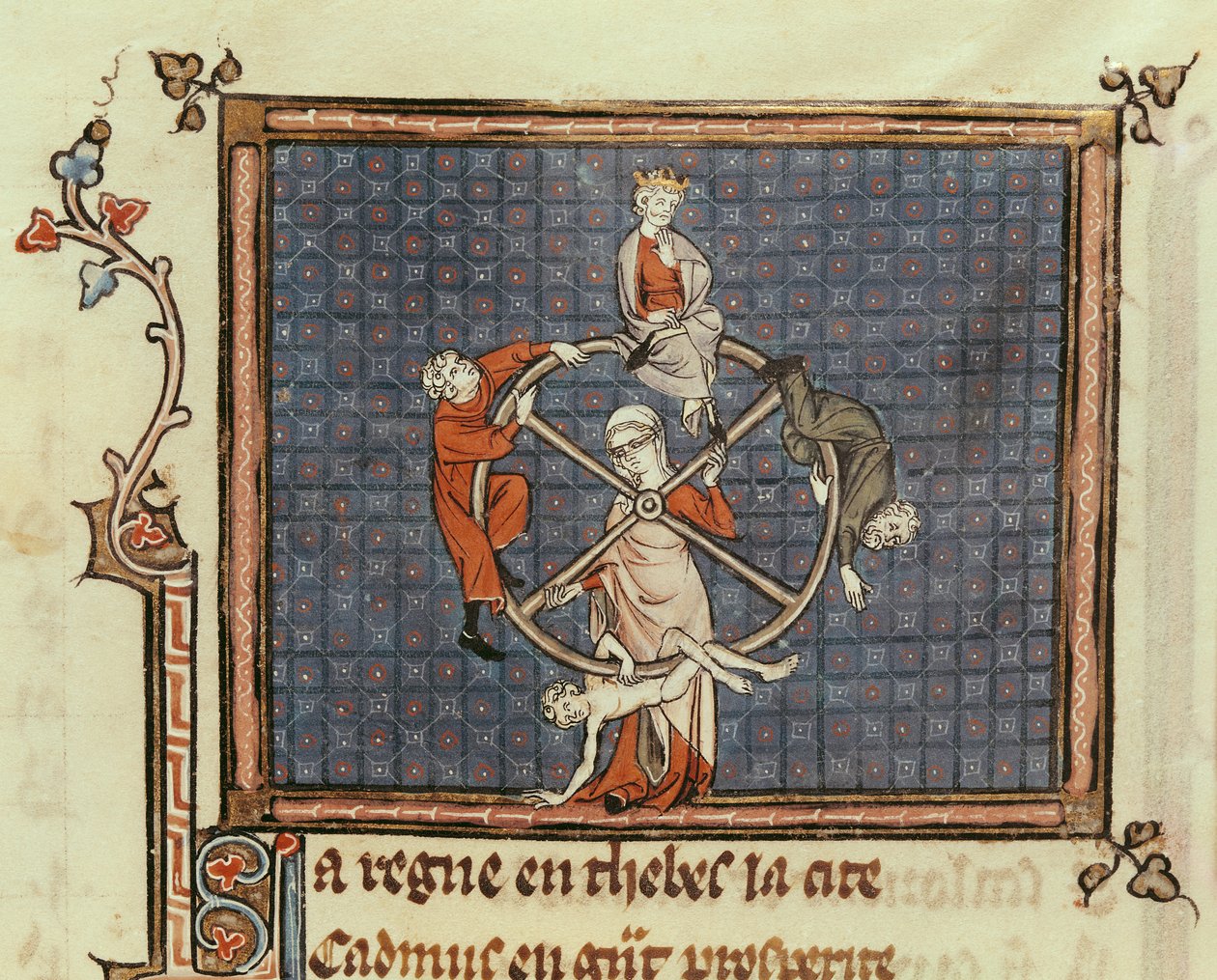 Ms 1044 Fol.74 The Wheel of Fortune, från Ovide Moralise skriven av Chretien Legouais av French School