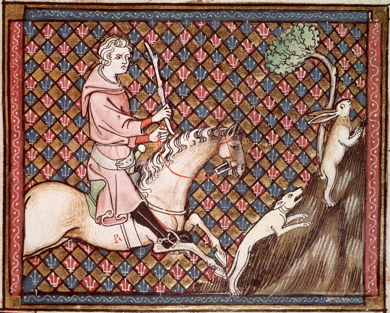 Ms 1044 fol.76 Hunting Hares, från Ovide Moralise skriven av Chretien Legouais av French School