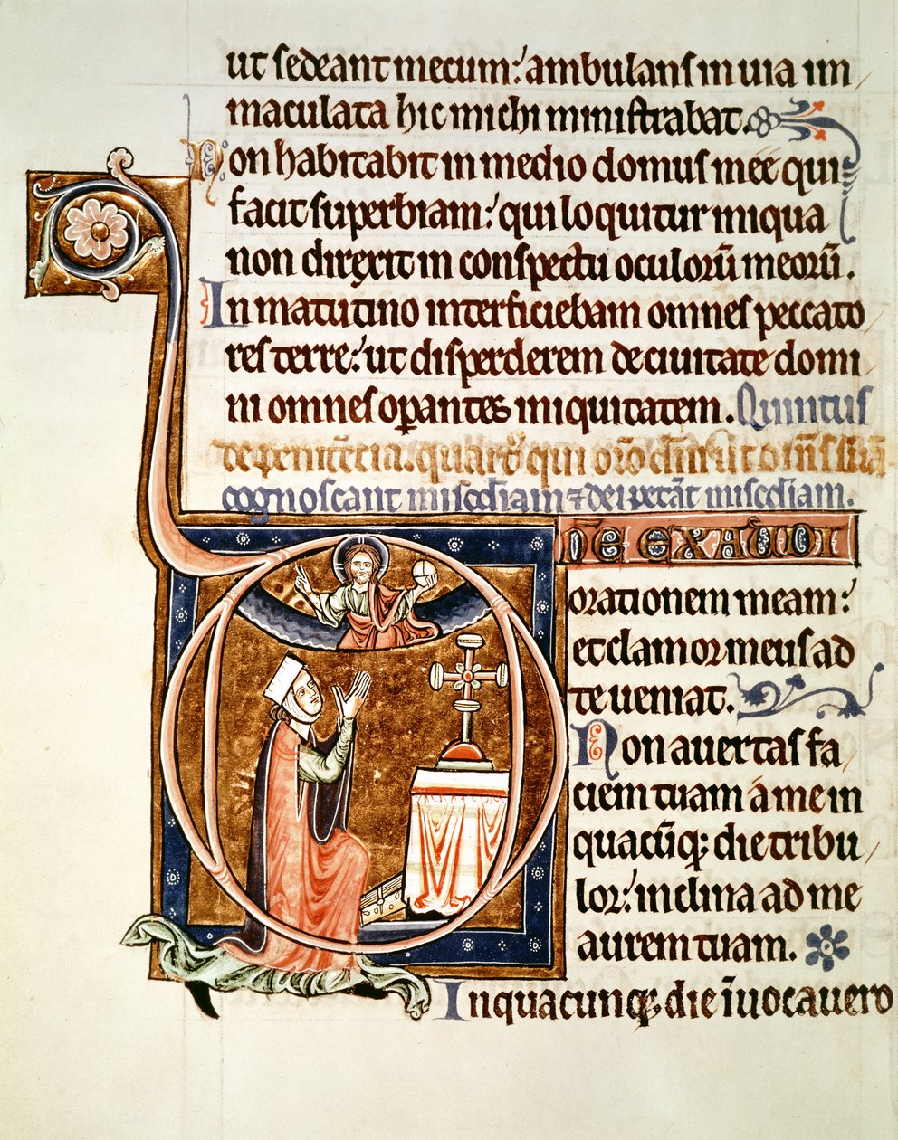 Ms 1186 f.122v Upplyst sida, från psaltaren från St. Louis och Blanche av Kastilien, 1225-1250 av French School