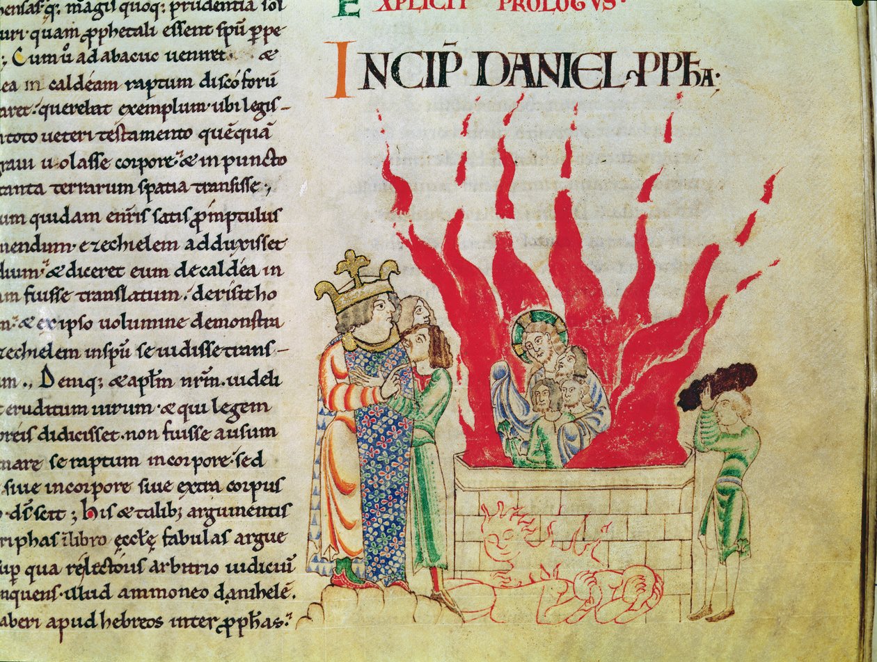 Ms 12-15 t.3 f.64 Barnen i ugnen, från Etienne Hardings bibel av French School