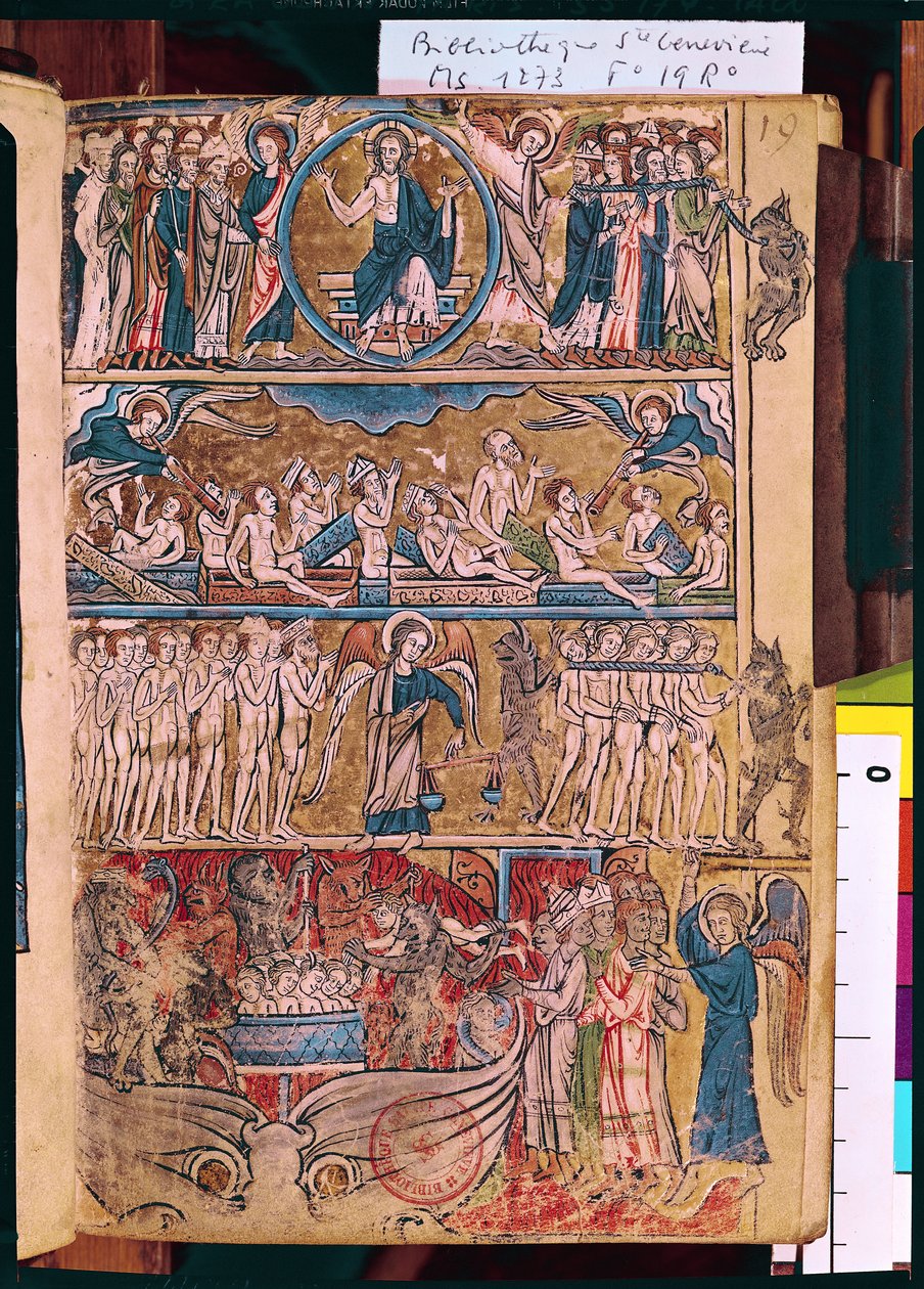 Ms 1273 f.19r Den sista domen, från en Psalter av French School