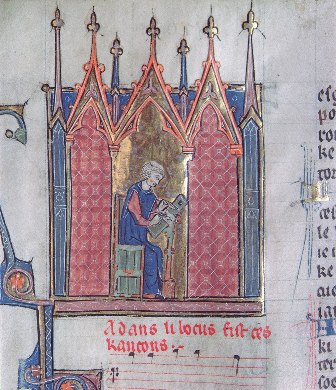Ms 139 fol.142v Adam de la Halle, från Chansonnier dArras av French School