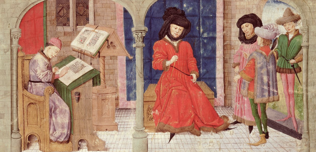 Ms 149 t.1 fol.1 The Scribe, från Histoire des Nobles Princes de Hainaut, av Jacques de Guise av French School