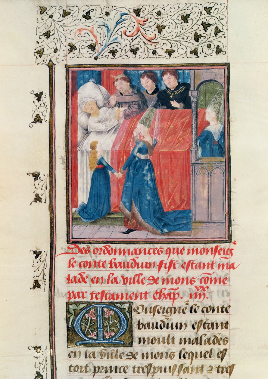 Ms 149 t.3 fol.163 Slutlig sjukdom hos greve Baldwin V av Hainault av French School