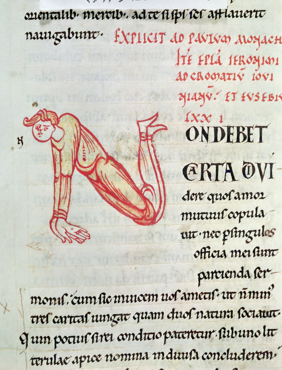 Ms 154 fol.137v Historikerad initial N, från den helige Hieronymus brev av French School