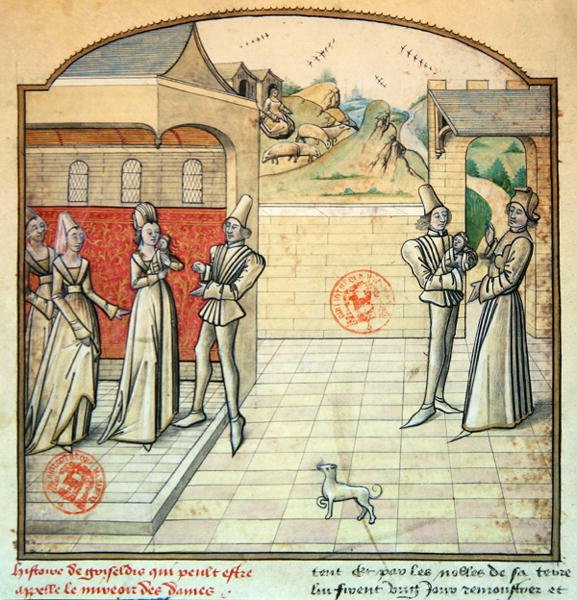 Ms 1560 Griseldis och hennes man Marquis de Saluces, illustration från 