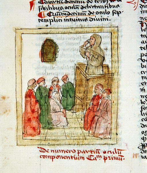 Ms 1733 Lärare som instruerar elever (vellum) av French School